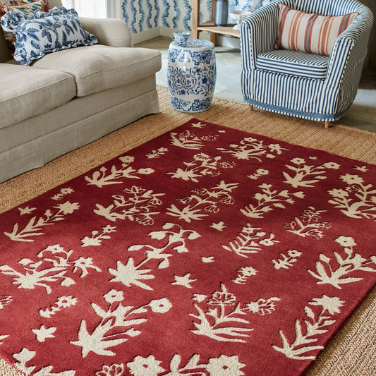 Sanderson Woodland Glade Damson Red Rug