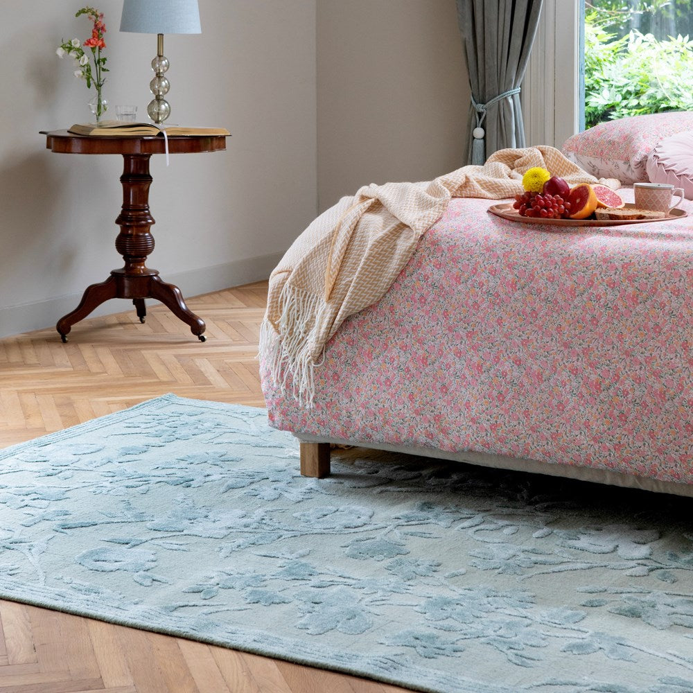Laura Ashley Rye Gloral Jacquard Sage Green Rug