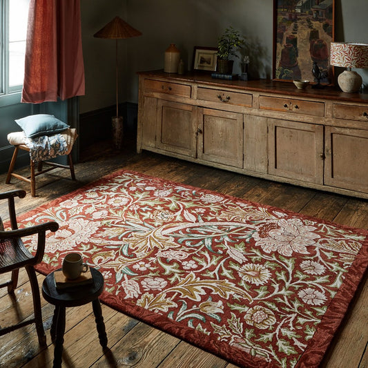 William Morris Trent Floral Red House Rug