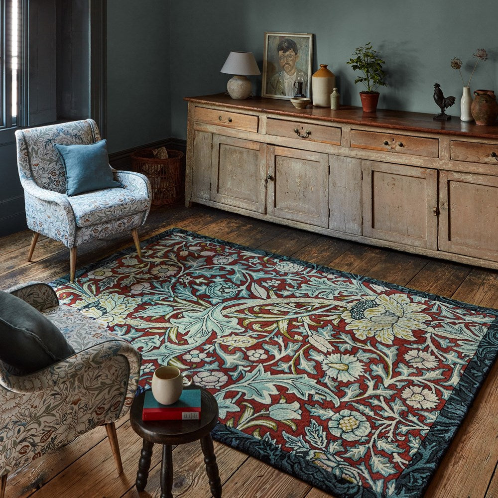 William Morris Trent Floral Webb Blue Rug