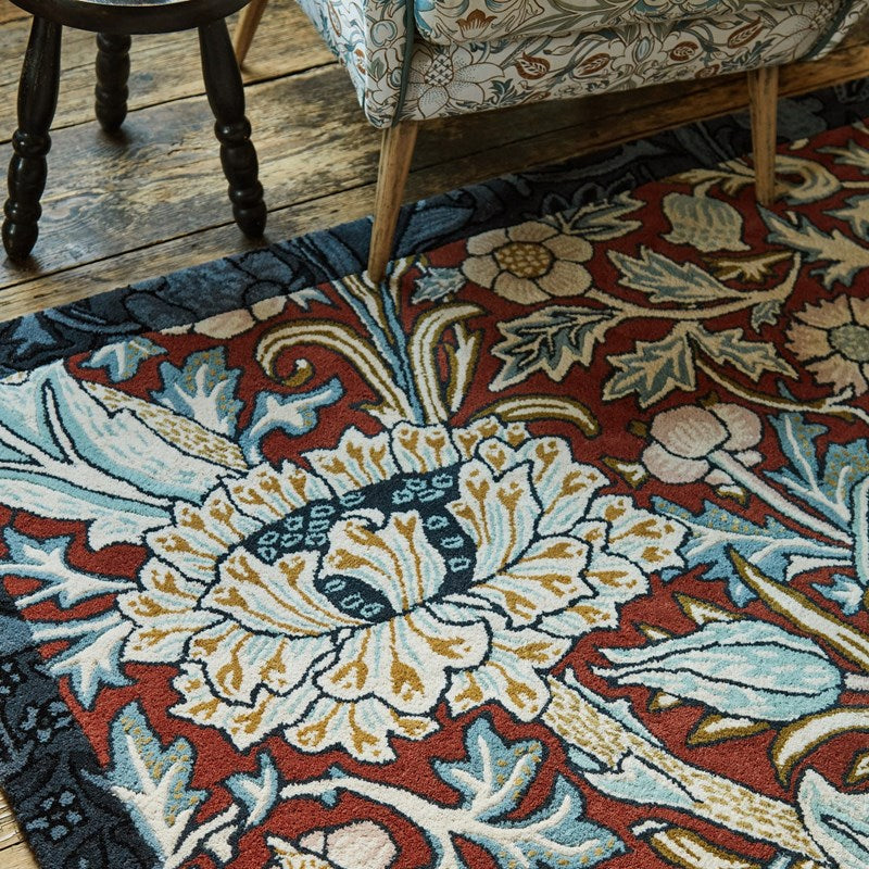 William Morris Trent Floral Webb Blue Rug