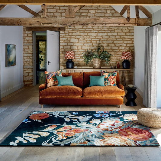 Sanderson Stapleton Park Navy Burnt Orange Rug