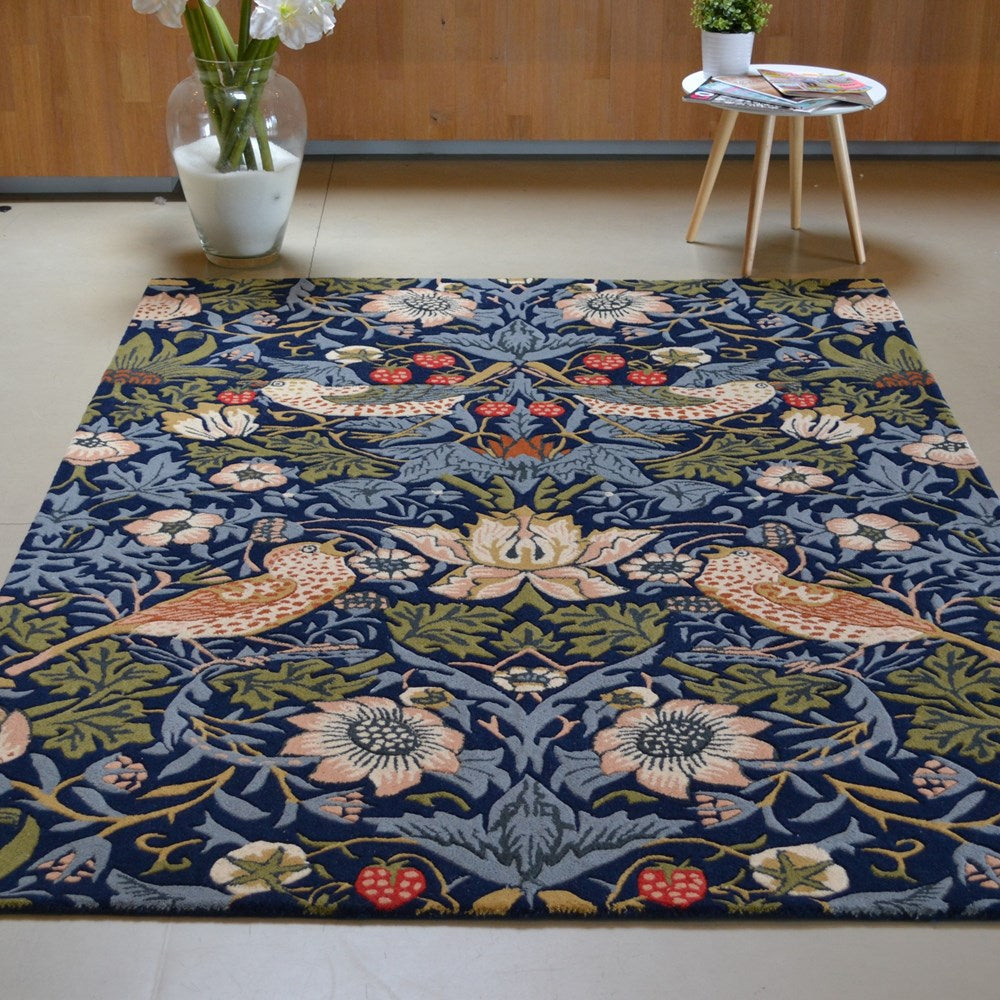 William Morris Strawberry Thief Indigo Rug